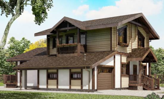 190-004-П Проект двухэтажного дома с мансардой и гаражом, красивый загородный дом из арболита из дерева Курган | Проекты домов от House Expert