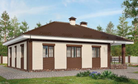 160-015-П Проект одноэтажного дома, гараж, бюджетный коттедж из блока Курган | Проекты одноэтажных домов от House Expert