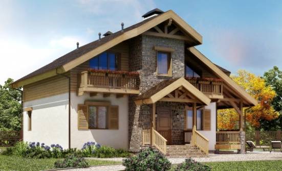 150-004-П Проект двухэтажного дома с мансардой, компактный коттедж из бризолита Курган | Проекты домов от House Expert
