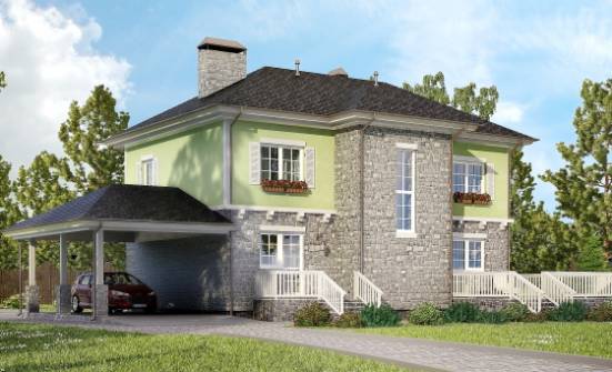 155-006-П Проект двухэтажного дома и гаражом, простой загородный дом из пеноблока Шумиха | Проекты домов от House Expert