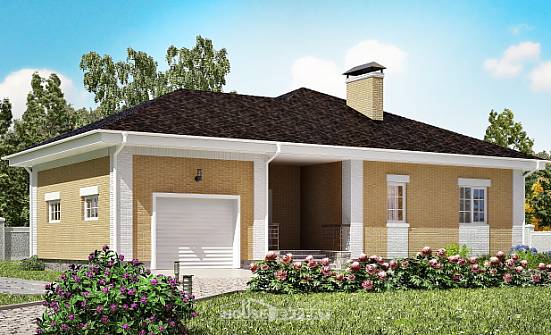 130-002-Л Проект одноэтажного дома, гараж, красивый дом из газобетона Курган | Проекты домов от House Expert