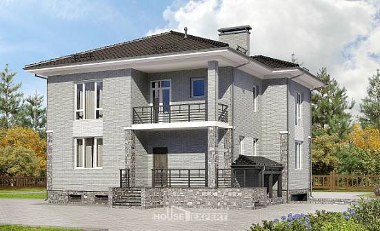 275-004-П Проект трехэтажного дома и гаражом, классический дом из кирпича Курган | Проекты домов от House Expert