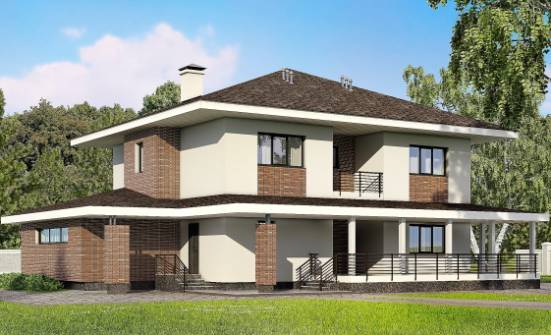 275-002-П Проект двухэтажного дома и гаражом, большой дом из кирпича Шадринск | Проекты домов от House Expert