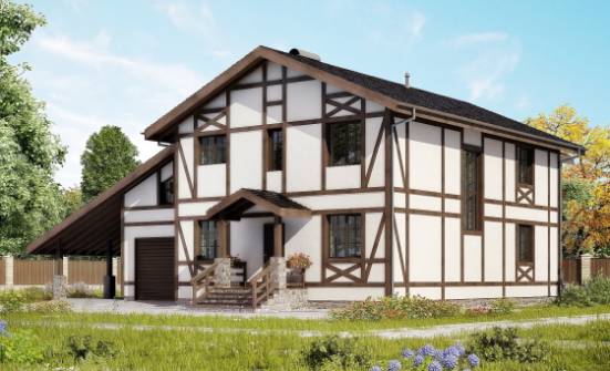 250-002-Л Проект двухэтажного дома с мансардой и гаражом, простой коттедж из кирпича Шадринск | Проекты домов от House Expert