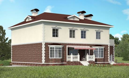 380-001-Л Проект двухэтажного дома и гаражом, красивый домик из кирпича Далматово | Проекты домов от House Expert