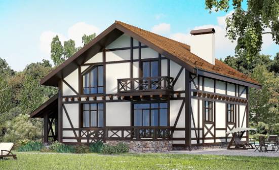 155-002-П Проект двухэтажного дома с мансардой, гараж, небольшой дом из поризованных блоков Шадринск | Проекты домов от House Expert