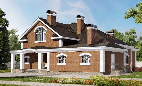 400-003-П Проект двухэтажного дома мансардой, уютный коттедж из бризолита Шумиха | Проекты домов от House Expert