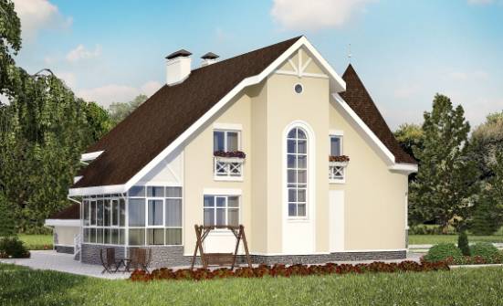 275-001-Л Проект двухэтажного дома мансардный этаж и гаражом, классический домик из кирпича Шадринск | Проекты домов от House Expert