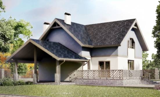 150-011-П Проект двухэтажного дома с мансардным этажом и гаражом, бюджетный домик из твинблока Шумиха | Проекты домов от House Expert