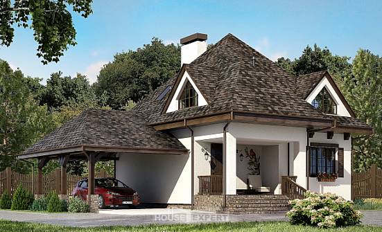 110-002-Л Проект двухэтажного дома мансардой, гараж, скромный дом из арболита Далматово | Проекты домов от House Expert