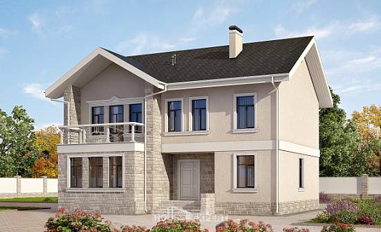 170-008-Л Проект двухэтажного дома, небольшой коттедж из бризолита Шумиха | Проекты домов от House Expert