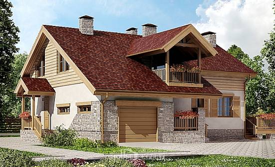 165-002-П Проект двухэтажного дома с мансардой, гараж, бюджетный домик из твинблока Далматово | Проекты домов от House Expert
