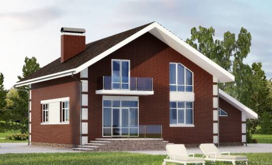 180-001-Л Проект двухэтажного дома с мансардой, гараж, экономичный дом из газобетона Шумиха | Проекты домов от House Expert