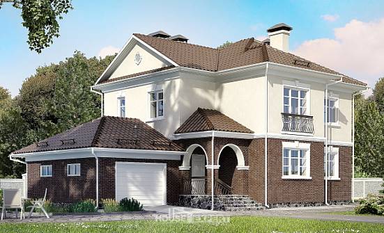 190-002-Л Проект двухэтажного дома, гараж, просторный домик из поризованных блоков Шумиха | Проекты домов от House Expert