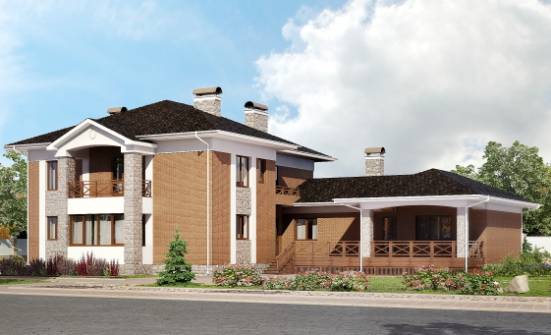520-002-Л Проект трехэтажного дома и гаражом, большой дом из поризованных блоков Шумиха | Проекты домов от House Expert
