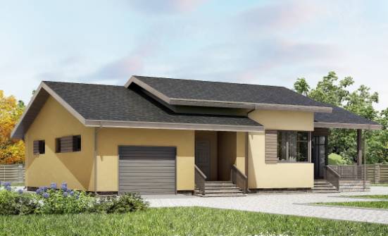 135-002-Л Проект одноэтажного дома, гараж, недорогой домик из поризованных блоков Курган | Проекты одноэтажных домов от House Expert