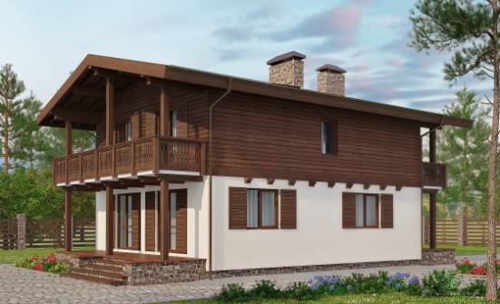 150-016-Л Проект двухэтажного дома с мансардой, бюджетный дом из бризолита Далматово | Проекты домов от House Expert