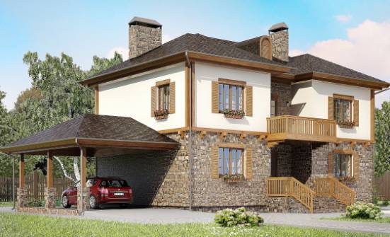 155-006-Л Проект двухэтажного дома, гараж, скромный загородный дом из поризованных блоков Шумиха | Проекты домов от House Expert