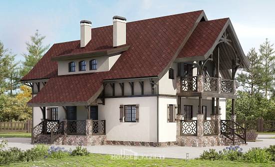 180-014-П Проект двухэтажного дома с мансардой, компактный дом из бризолита Далматово | Проекты домов от House Expert