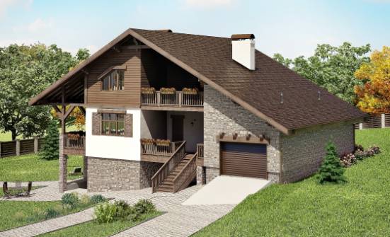 300-003-П Проект трехэтажного дома мансардой и гаражом, большой загородный дом из кирпича Шумиха | Проекты домов от House Expert