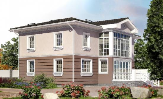 210-005-П Проект двухэтажного дома, красивый дом из теплоблока Далматово | Проекты домов от House Expert