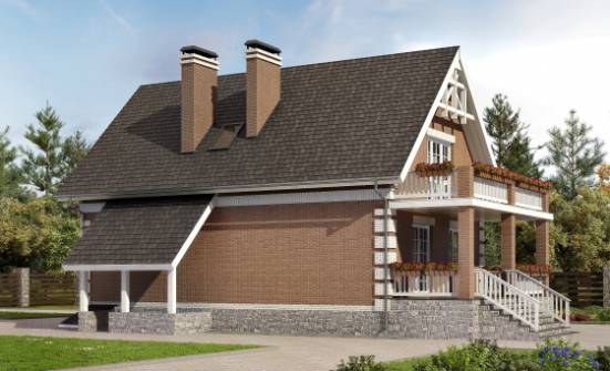 200-009-Л Проект трехэтажного дома с мансардой и гаражом, красивый домик из блока Шумиха | Проекты домов от House Expert