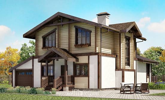 190-004-П Проект двухэтажного дома с мансардой и гаражом, красивый загородный дом из арболита из дерева Курган | Проекты домов от House Expert