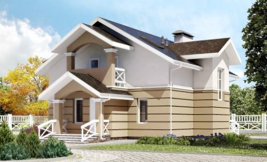 155-009-П Проект двухэтажного дома мансардой, недорогой загородный дом из газобетона Шумиха | Проекты домов от House Expert