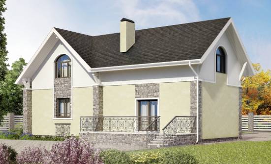 150-012-П Проект двухэтажного дома с мансардным этажом, небольшой домик из арболита Шумиха | Проекты домов от House Expert