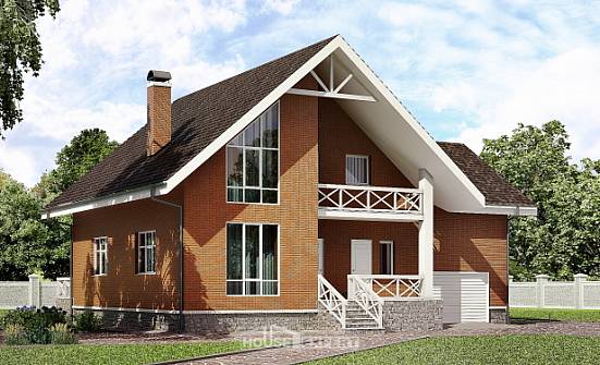 215-001-П Проект двухэтажного дома мансардный этаж, гараж, простой домик из газобетона Шадринск | Проекты домов от House Expert