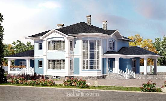 620-001-П Проект трехэтажного дома и гаражом, огромный загородный дом из газобетона Далматово | Проекты домов от House Expert