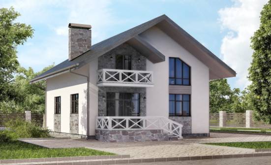 155-001-Л Проект двухэтажного дома мансардой и гаражом, бюджетный дом из арболита Шумиха | Проекты домов от House Expert