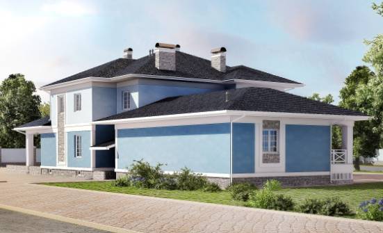 620-001-П Проект трехэтажного дома и гаражом, огромный загородный дом из газобетона Далматово | Проекты домов от House Expert