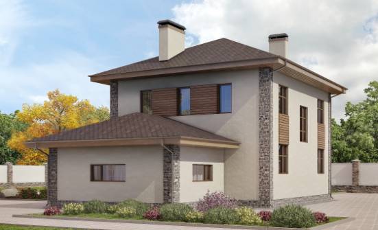 185-004-П Проект двухэтажного дома и гаражом, современный загородный дом из твинблока Курган | Проекты домов от House Expert