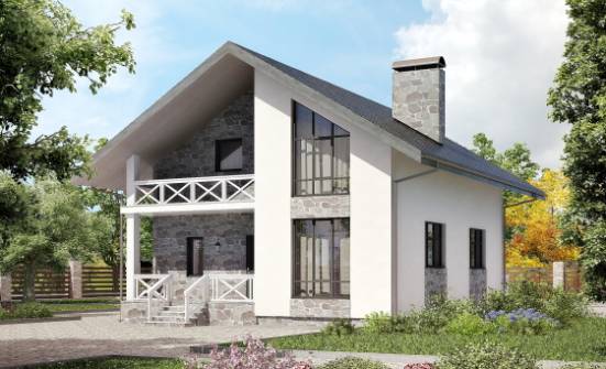 155-001-Л Проект двухэтажного дома мансардой и гаражом, бюджетный дом из арболита Шумиха | Проекты домов от House Expert