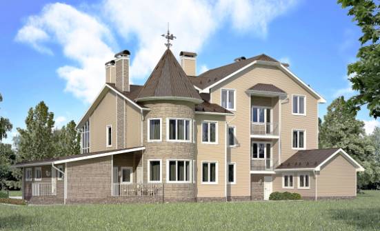 555-001-Л Проект трехэтажного дома с мансардой и гаражом, уютный домик из газобетона Курган | Проекты домов от House Expert