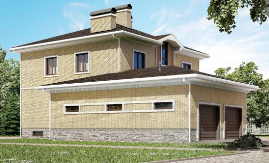 350-002-Л Проект трехэтажного дома, гараж, красивый загородный дом из кирпича Курган | Проекты домов от House Expert