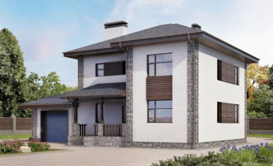 185-004-Л Проект двухэтажного дома, гараж, средний домик из поризованных блоков Далматово | Проекты домов от House Expert