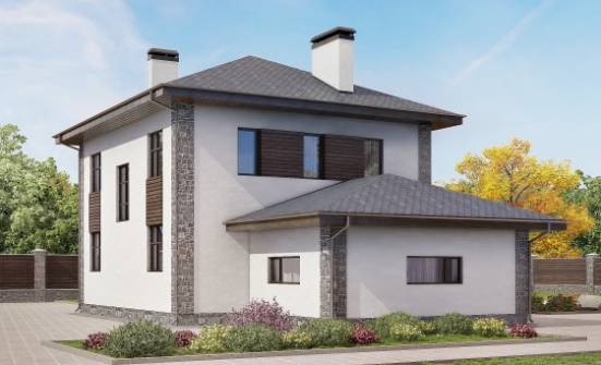 185-004-Л Проект двухэтажного дома, гараж, средний домик из поризованных блоков Далматово | Проекты домов от House Expert