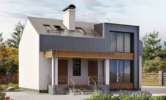 120-004-П Проект двухэтажного дома мансардой, скромный домик из бризолита Далматово | Проекты домов от House Expert