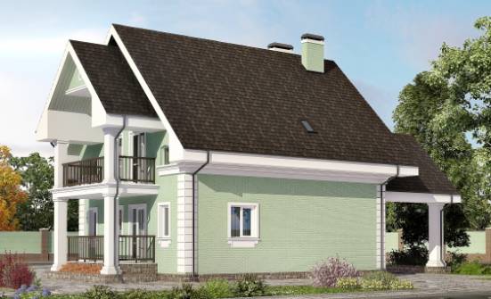 140-003-Л Проект двухэтажного дома с мансардным этажом и гаражом, доступный дом из блока Шадринск | Проекты домов от House Expert