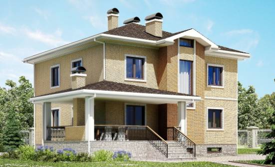 350-002-Л Проект трехэтажного дома, гараж, красивый загородный дом из кирпича Курган | Проекты домов от House Expert