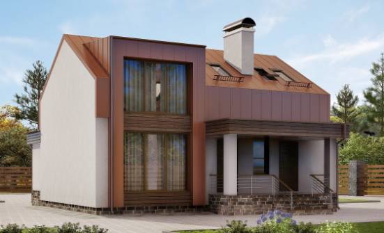 120-004-Л Проект двухэтажного дома мансардный этаж, бюджетный домик из газобетона Курган | Проекты домов от House Expert