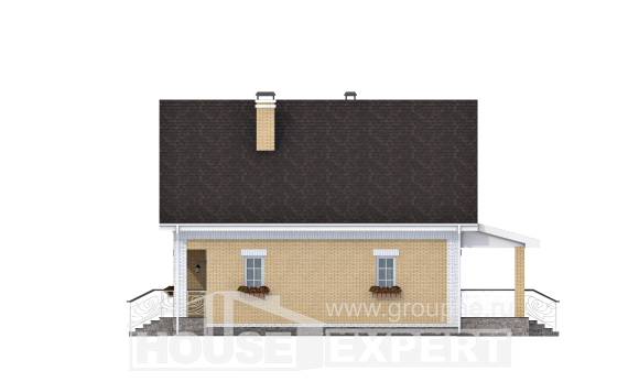 130-004-П Проект двухэтажного дома мансардный этаж, простой домик из блока Далматово, House Expert