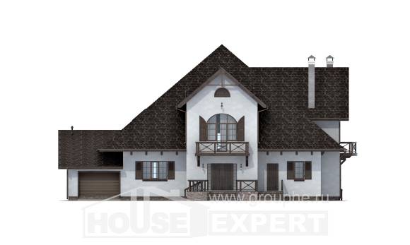 350-001-Л Проект двухэтажного дома мансардой, гараж, огромный коттедж из поризованных блоков Шумиха, House Expert