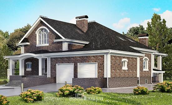 490-001-П Проект трехэтажного дома мансардой, гараж, большой дом из кирпича Курган | Проекты домов от House Expert