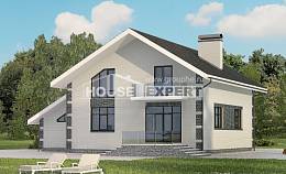 180-001-П Проект двухэтажного дома мансардой, гараж, экономичный домик из твинблока Курган, House Expert