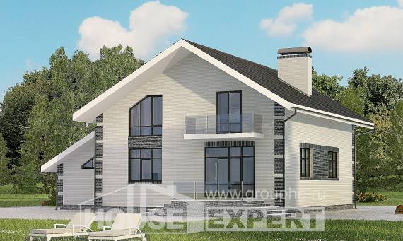 180-001-П Проект двухэтажного дома мансардой, гараж, экономичный домик из твинблока Курган, House Expert