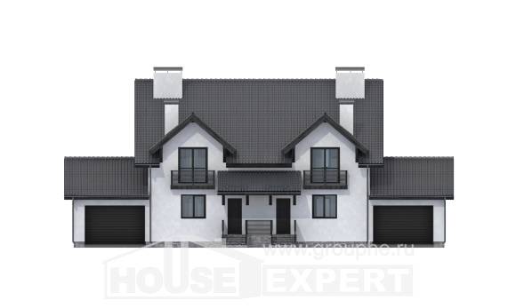 290-003-П Проект двухэтажного дома мансардный этаж, огромный домик из блока Далматово, House Expert