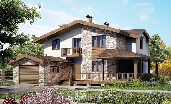 220-001-П Проект двухэтажного дома мансардой, гараж, просторный домик из арболита Шумиха | Проекты домов от House Expert